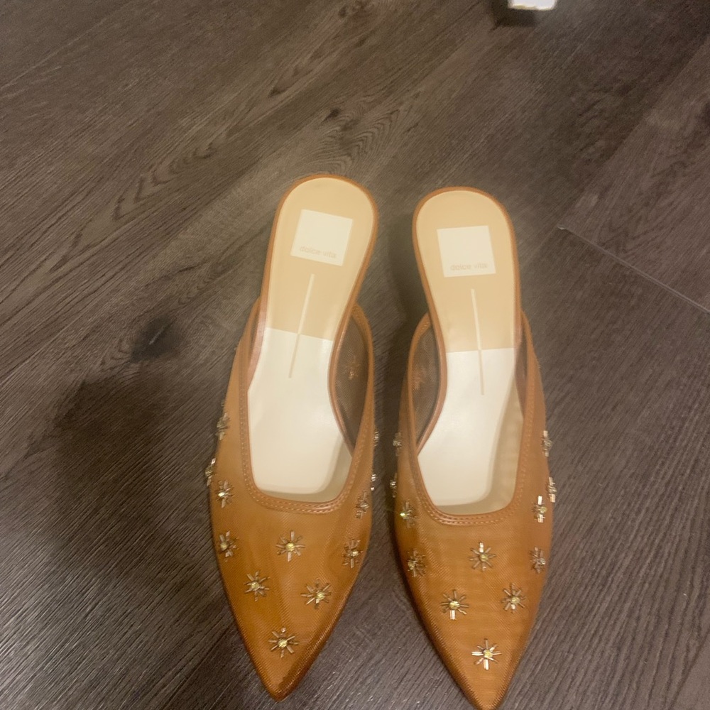 Dolce Vita Tan Embellished Mules